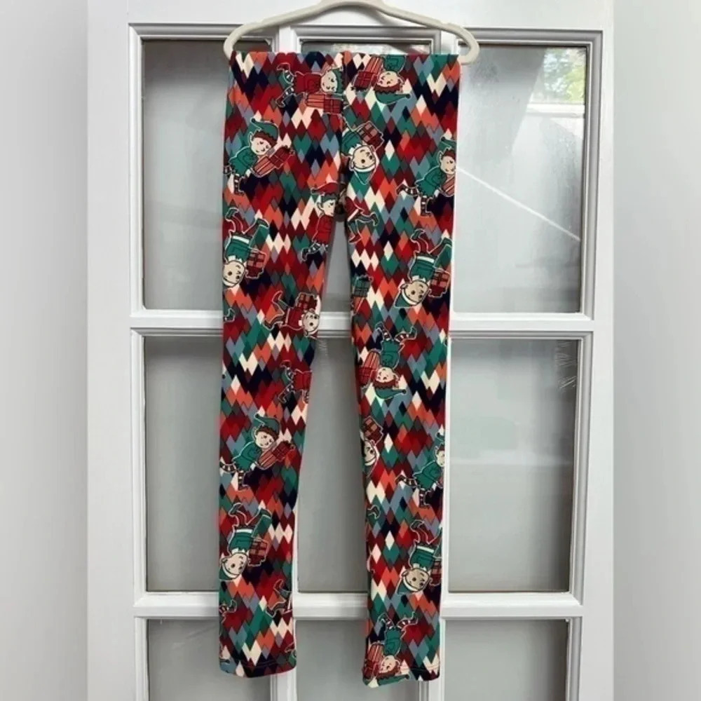 LuLaRoe Holiday  Christmas Elf Leggings Kids Youth Size L/XL Large NWOT